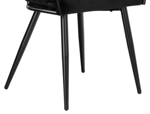 Krzesło welurowe plecione COFTON BLACK VELVET czarne