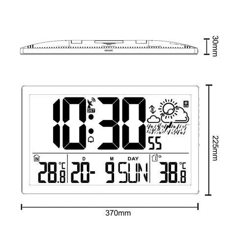 GREENBLUE ZEGAR ŚCIENNY LCD BARDZO DUŻY, TEMPERATURA, DATA GB218 (OUTLET)