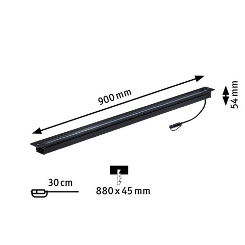 Wallwasher Plug & Shine wbudowana 8W 3000K IP67 24V nabudowana antracyt / aluminium