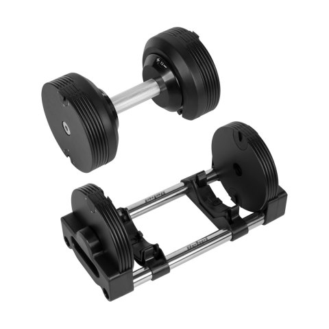 Hantel żeliwny regulowany automat 24 kg, skok co 1kg, REBEL ACTIVE