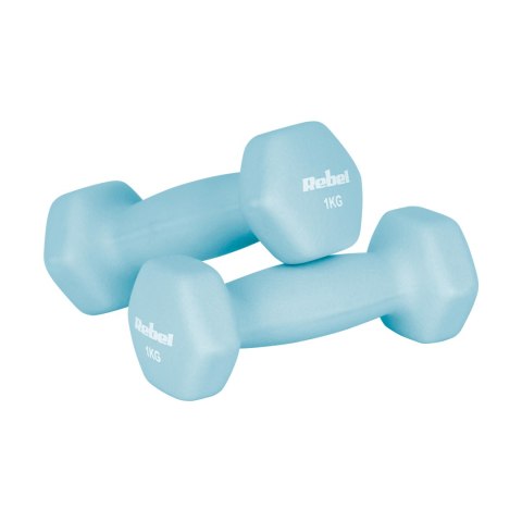 Hantelki żeliwne neoprenowe HEX zestaw 30kg (2x1kg+2x2kg+2x3kg+2x4kg+2x5kg), REBEL ACTIVE