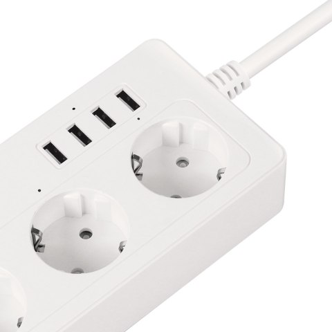 Listwa sieciowa Kruger&Matz 4 gniazda typu niemieckiego i 4xUSB 2100 mA Connect P6 Tuya