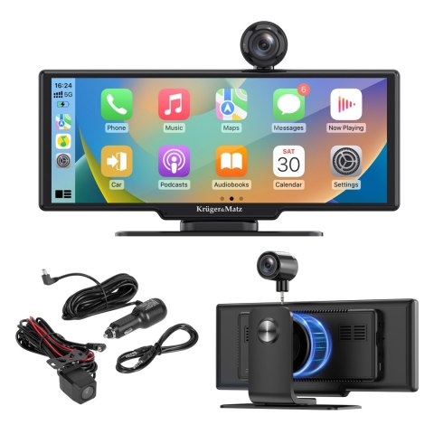 Stacja multimedialna 10" Android Auto Apple Carplay z DVR i kamerą cofania Kruger&Matz