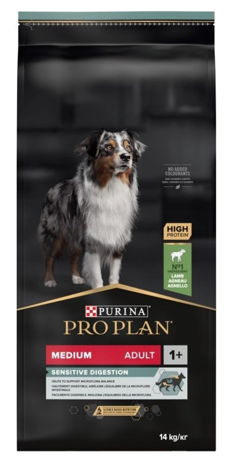 PURINA Pro Plan Adult Medium Sensitive Digestion bogata w jagnięcinę - sucha karma dla psa - 14 kg (OUTLET)
