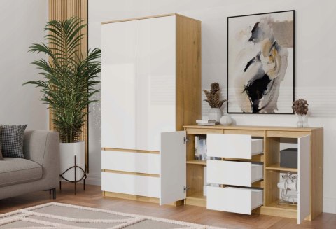 KOMODA 2 DRZWI 3 SZUFLADY ARTISAN/BIEL KOMPLET