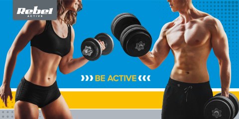 Obciążenie żeliwne olimpijskie gumowane zestaw 4x5kg, otwór 51mm , REBEL ACTIVE