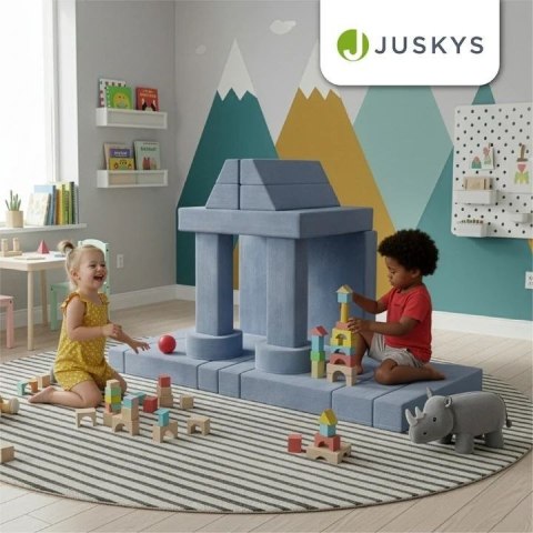 Designerska modułowa kanapa dziecięca 150 cm, jasnoniebieska