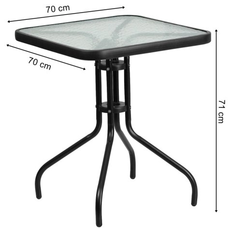 Stół kwadrat ISLAND 70cm + 4x Krzesło SOFIA czarne