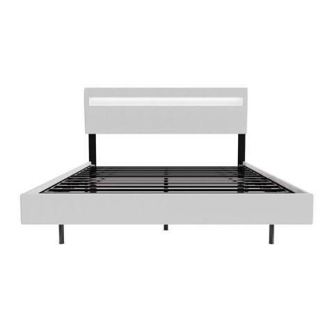Białe łóżko LED 200x140 cm z regulowanym zagłówkiem