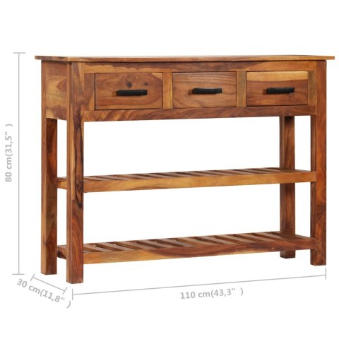 Szafka z 3 szufladami, 110x30x80 cm, lite drewno