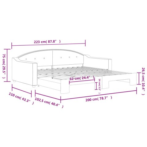 Sofa rozsuwana, ciemnoszara, 100x200 cm, tkanina