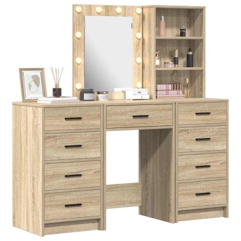 Toaletka z szufladą 3 pcs Brązowy Materiał drewnopochodny