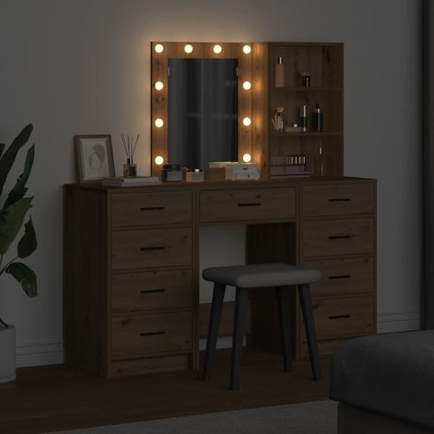 Toaletka z szufladą 3 pcs Brązowy Materiał drewnopochodny