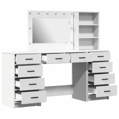 Toaletka z szufladą z półką 3 pcs Biały Materiał drewnopochodny