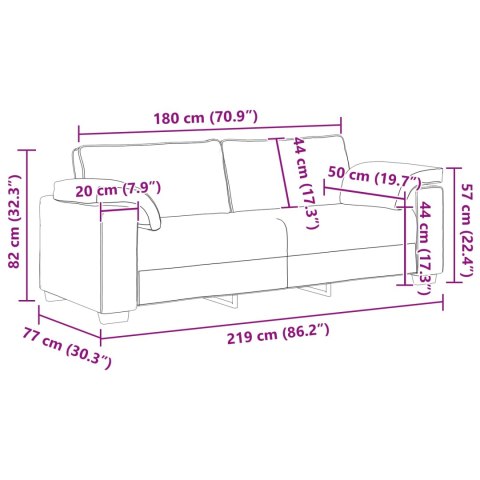 Sofa 178cm Czerwone wino tkanina