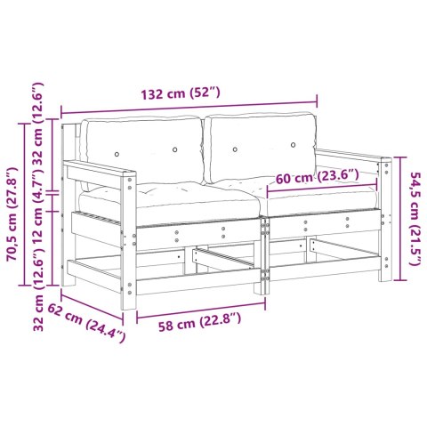 2 Sztuka Sofa narożna do ogrodu Lite drewno sosnowe