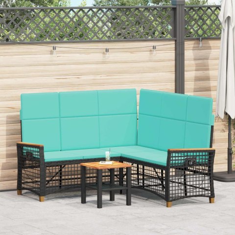 Zestaw sof ogrodowych Czarny i Turkusowy 164 x 164 x 112 cm