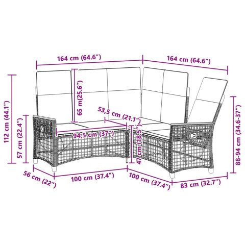 Zestaw sof ogrodowych Czarny i Turkusowy 164 x 164 x 112 cm