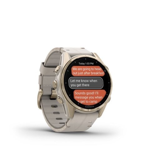 Garmin Fenix 8 43mm AMOLED Sapphire Tytan Soft Gold ze skórzanym paskiem Limestone