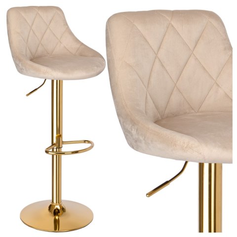 Krzesło barowe CYDRO GOLD welurowe beżowe VELVET
