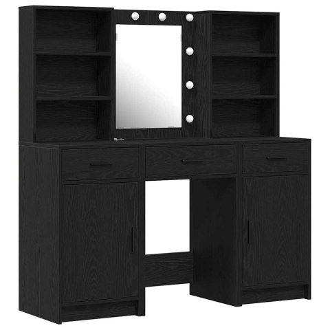 Zestaw toaletowy z LED 3 pcs Czarny Dąb Materiał drewnopochodny