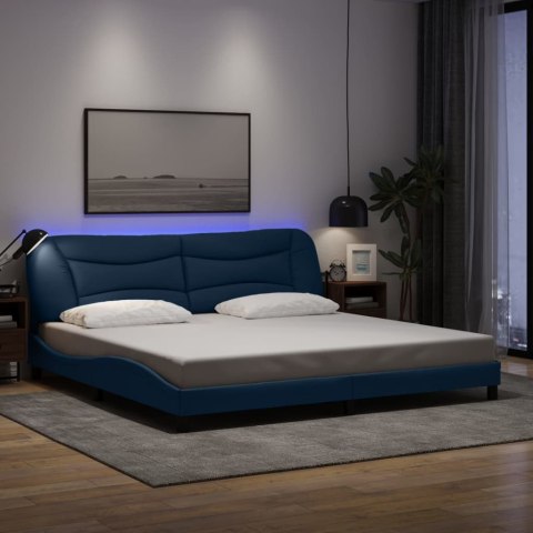 Rama łóżka z LED bez materaca Hvar Niebieski 200x200 cm Tkanina