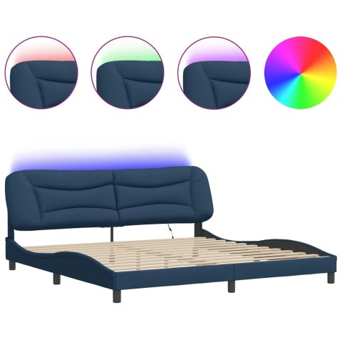 Rama łóżka z LED bez materaca Hvar Niebieski 200x200 cm Tkanina