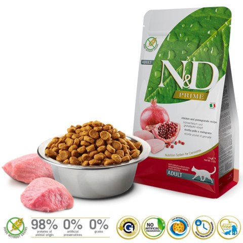 FARMINA N&D Prime Chicken & Pomegranate Adult - sucha karma dla kota - 1,5kg