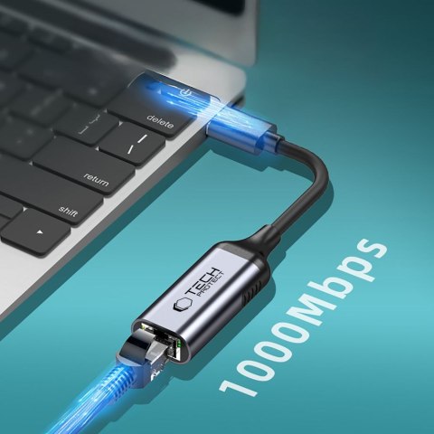 Adapter przejściówka USB-C do Ethernet RJ45 1000Mbps - czarny
