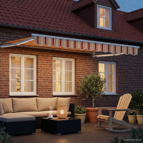 Markiza ręczna z LEDami Wielokolorowe 3,5 x 2,5 m