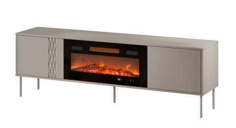 Szafka RTV EF + kominek czarny TRESSE 180x40x54,5 kaszmir mat