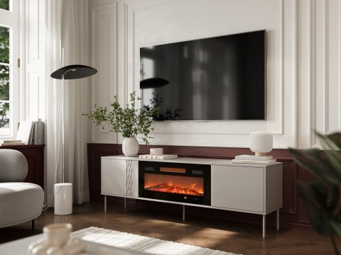 Szafka RTV EF + kominek czarny TRESSE 180x40x54,5 kaszmir mat