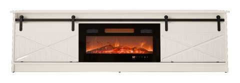 Szafka RTV GRANERO+kominek 200x56,7x35 biały/biały połysk