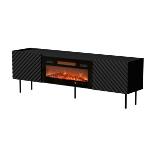 Szafka RTV LUCCA 180x40x59 czarny + kominek czarny
