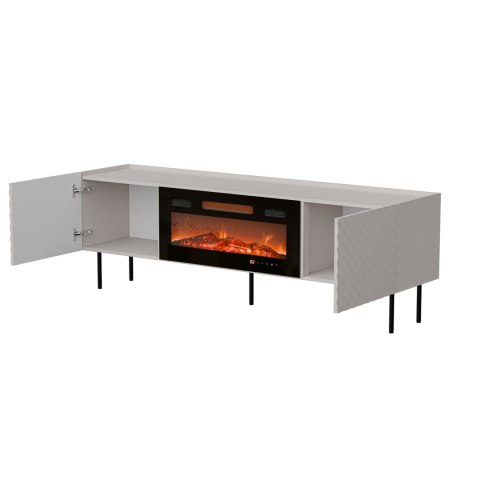 Szafka RTV LUCCA 180x40x59 kaszmir + kominek czarny
