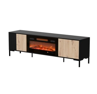 Szafka RTV MERCI 180x40x53,5 czarny/dąb artisan + kominek