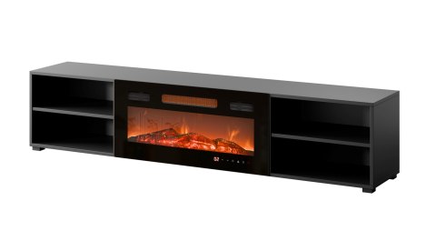 Szafka RTV POLO 180x33x39 czarny + kominek czarny