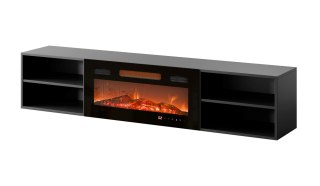 Szafka RTV POLO 180x33x39 czarny + kominek czarny