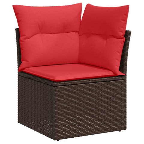 Zestaw Sof z poduszką 10 pcs Brązowy Rattan poli