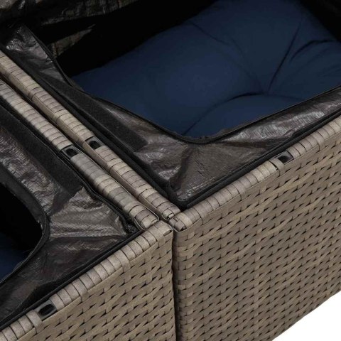 Zestaw Sof na Ogród z poduszką 11 pcs Szary Rattan poli