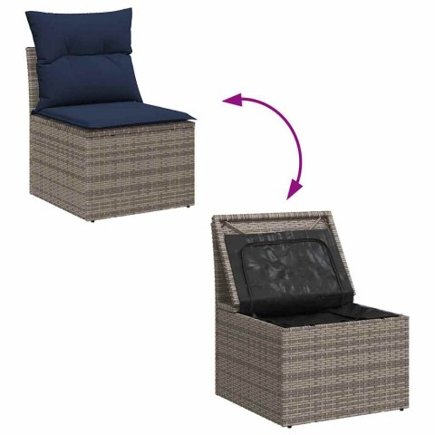 Zestaw Sof na Ogród z poduszką 11 pcs Szary Rattan poli