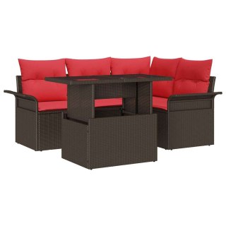 Zestaw Sof na Ogród z poduszką 5 pcs Brązowy Rattan poli