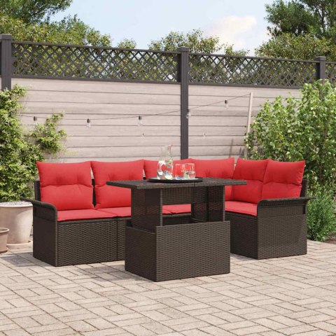 Zestaw Sof na Ogród z poduszką 6 pcs Brązowy Rattan poli