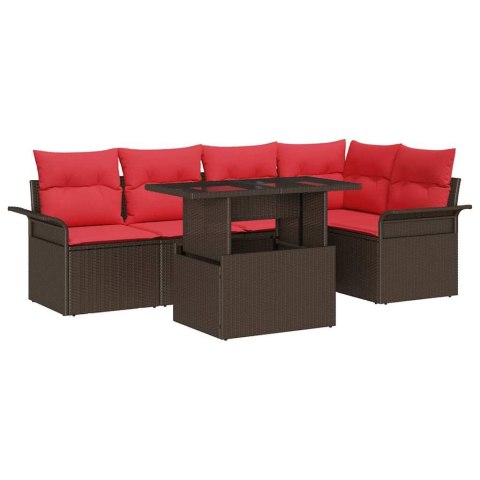 Zestaw Sof na Ogród z poduszką 6 pcs Brązowy Rattan poli
