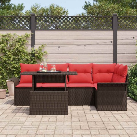 Zestaw Sof na Ogród z poduszką 6 pcs Brązowy Rattan poli