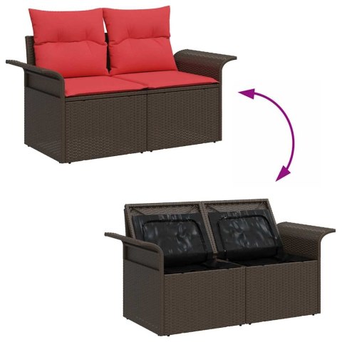 Zestaw Sof na Ogród z poduszką 7 pcs Brązowy Rattan poli