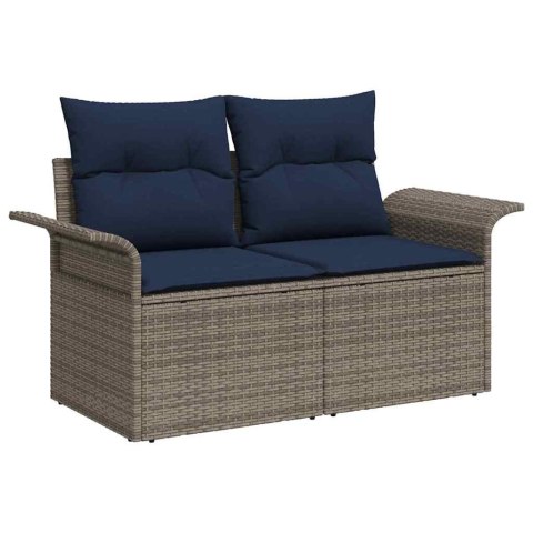 Zestaw Sof na Ogród z poduszką 7 pcs Szary Rattan poli