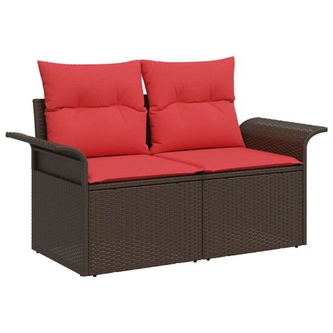 Zestaw Sof na Ogród z poduszką 9 pcs Brązowy Rattan poli
