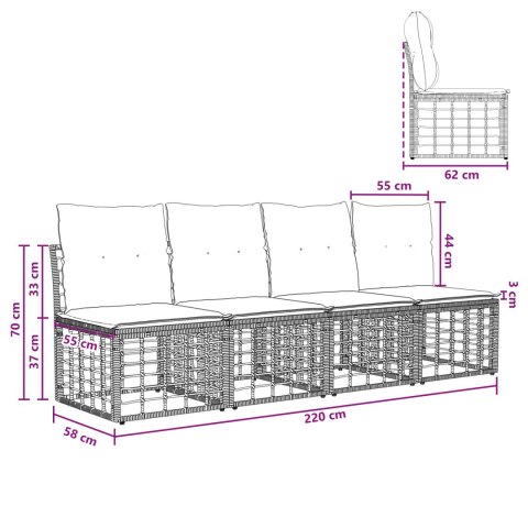 Sofa ogrodowa 4-osobowa bez podłokietników 4 pcs
