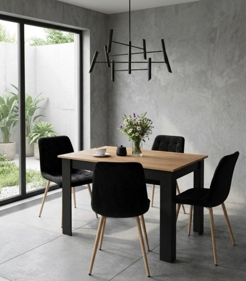 Krzesło SPLIT - aksamit czarny / nogi dąb x 3
